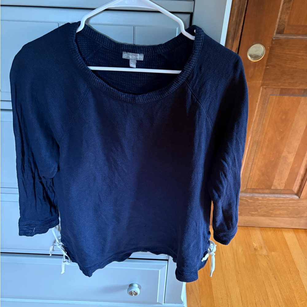 Talbots Dark Blue sweater with Ribbon Detail